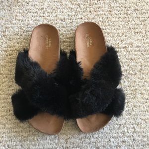 Urban outfitters fur slides